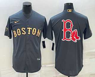 Mens Boston Red Sox Big Logo Grey 2022 All Star Stitched Cool Base Nike Jersey->boston red sox->MLB Jersey